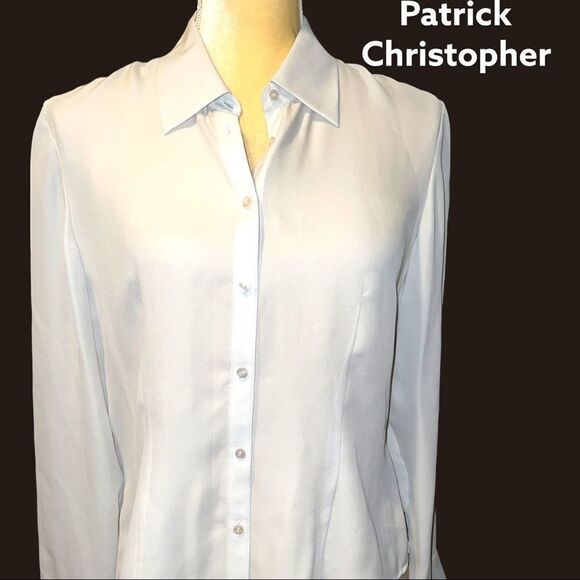 Patrick Christopher 100% silk almond tinted button up blouse! - Picture 2 of 8